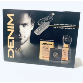 Denim Gold Eau de Toilette 100 ml / 3.4 fl oz + Shower Gel 250 ml / 8.4 fl oz + USB Hub Set
