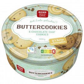 REWE Best Choice Danish Buttercookies & Chocolate Chip Cookies 500g