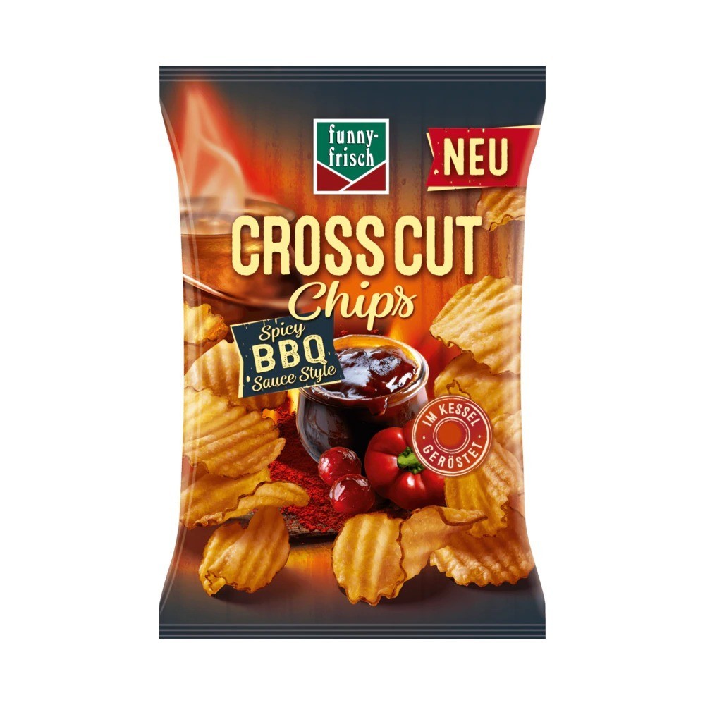 Funny-frisch Kettle Chips Cross Cut Spicy BBQ Sauce Style 120g