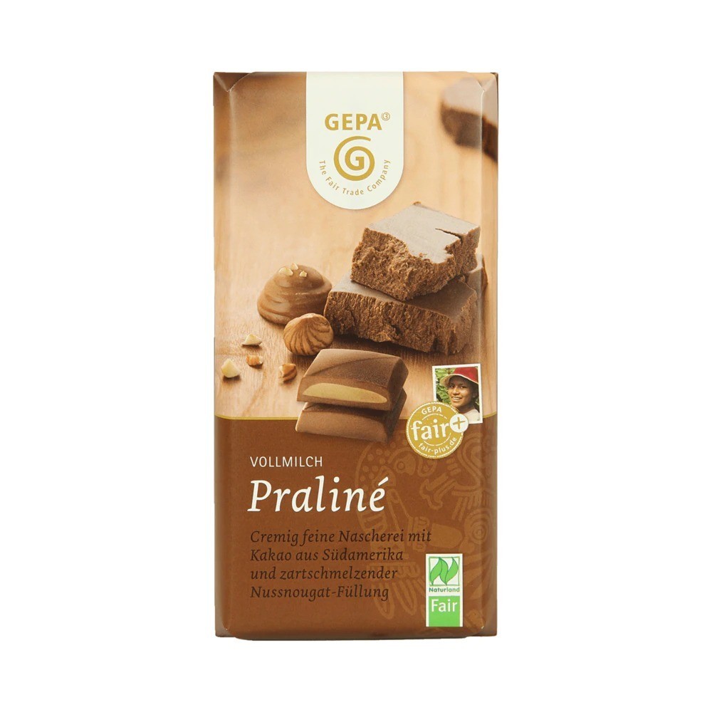 Gepa organic milk chocolate praline 100g