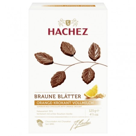 Hachez Brown Leaves Orange Brittle 125g