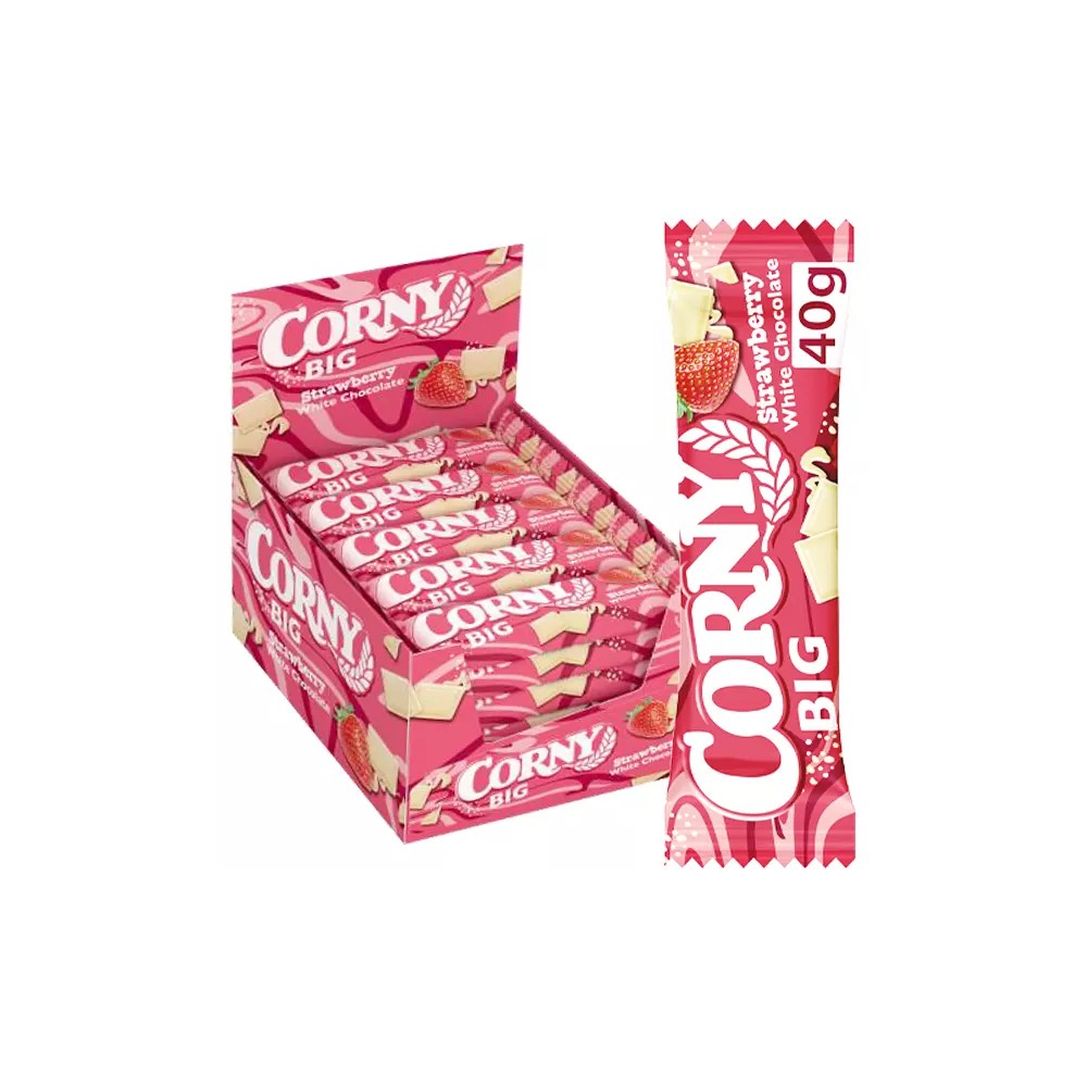 Corny Big Strawberry White Chocolate 40 g / 1.4 oz (24-Pack)