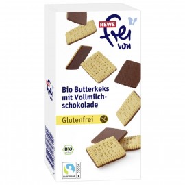 REWE frei von organic butter biscuits with whole milk chocolate, gluten-free 100g