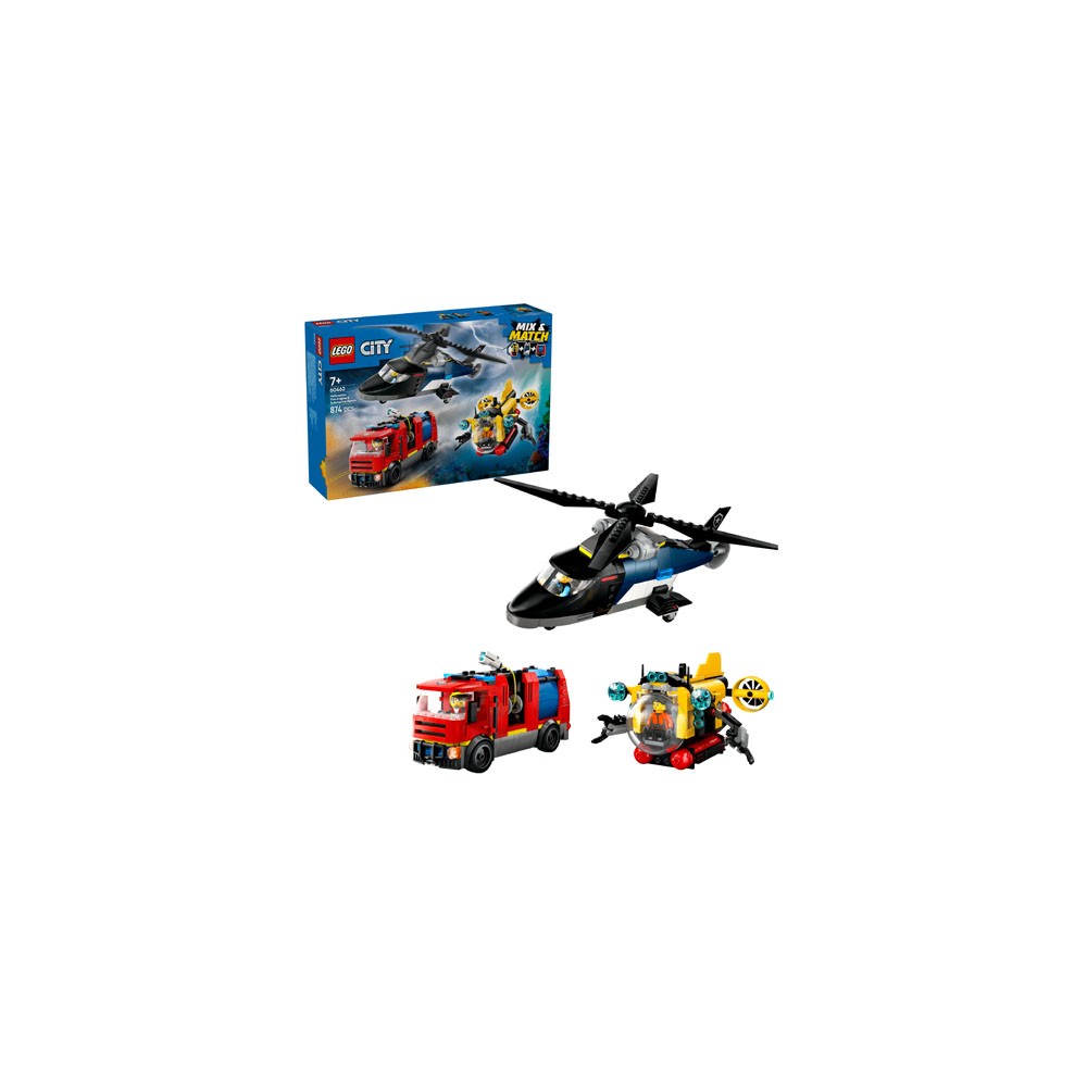 LEGO® City 60462 Helicopter, Fire Truck & Submarine Remix