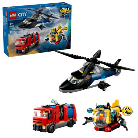 LEGO® City 60462 Helicopter, Fire Truck & Submarine Remix