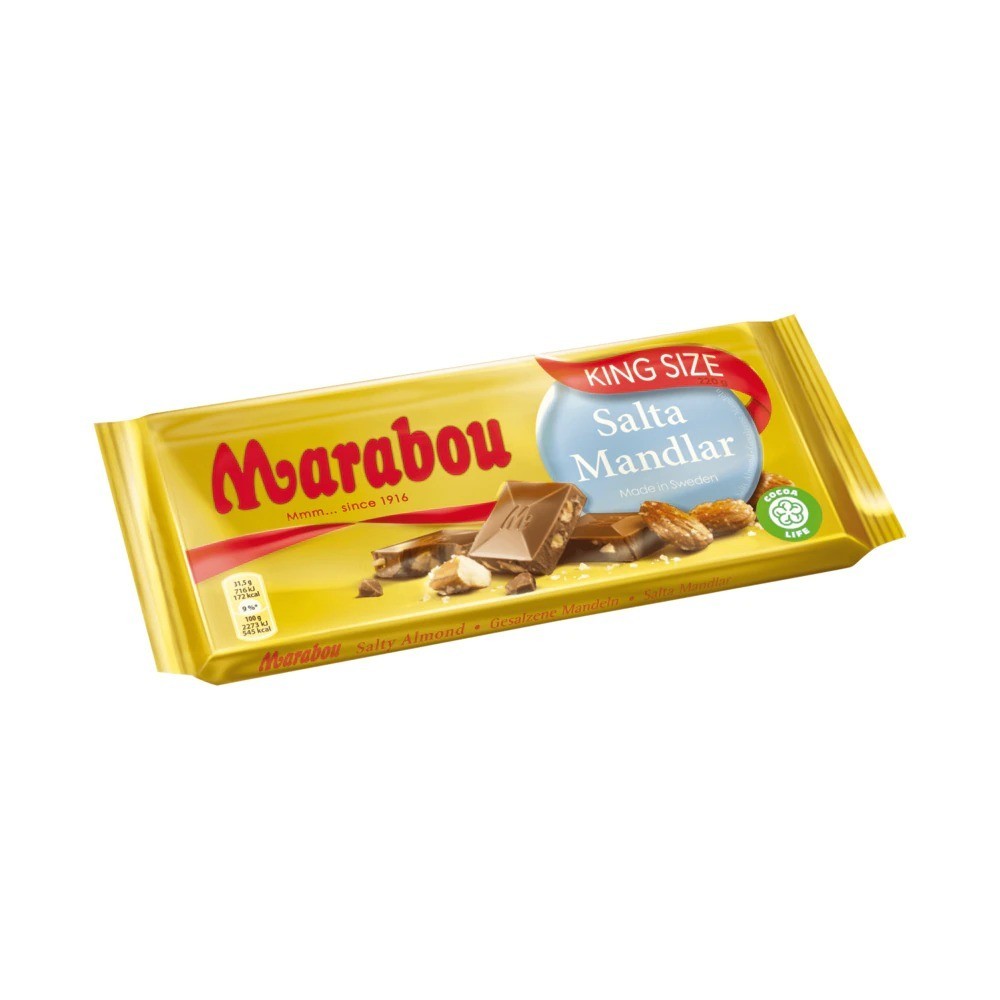 Marabou milk chocolate with salted almonds 220g