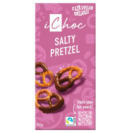 iChoc Salty Pretzel Vegan Chocolate 80g