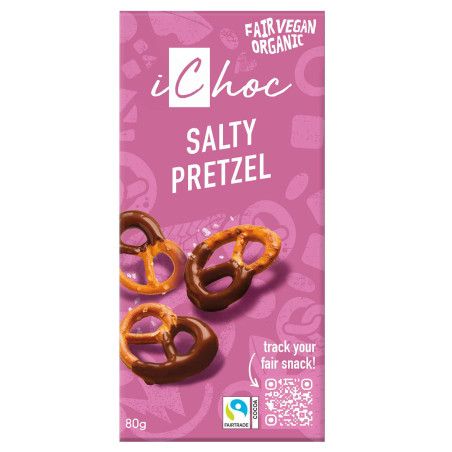 iChoc Salty Pretzel Vegan Chocolate 80g