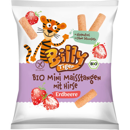 Billy Tiger BIO mini corn sticks with millet strawberry flavor 30 g