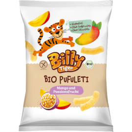 Billy Tiger Children's snack Pufuleti Mango & Passion Fruit from 3 years 35 g / 1.23 oz