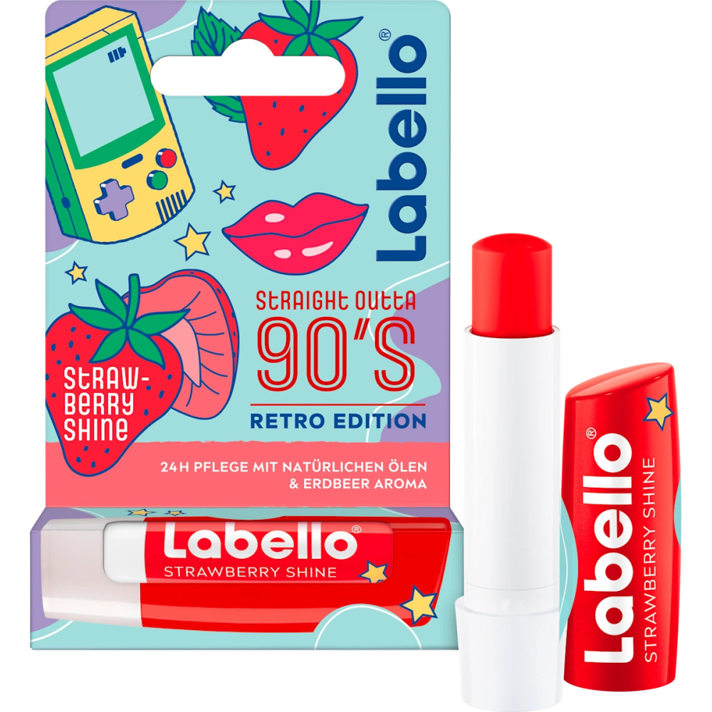 Labello Straight Outt A 90er Retro-Edition Erdbeer-Glanz-Lippenbalsam 4,8 g / 0,17 oz