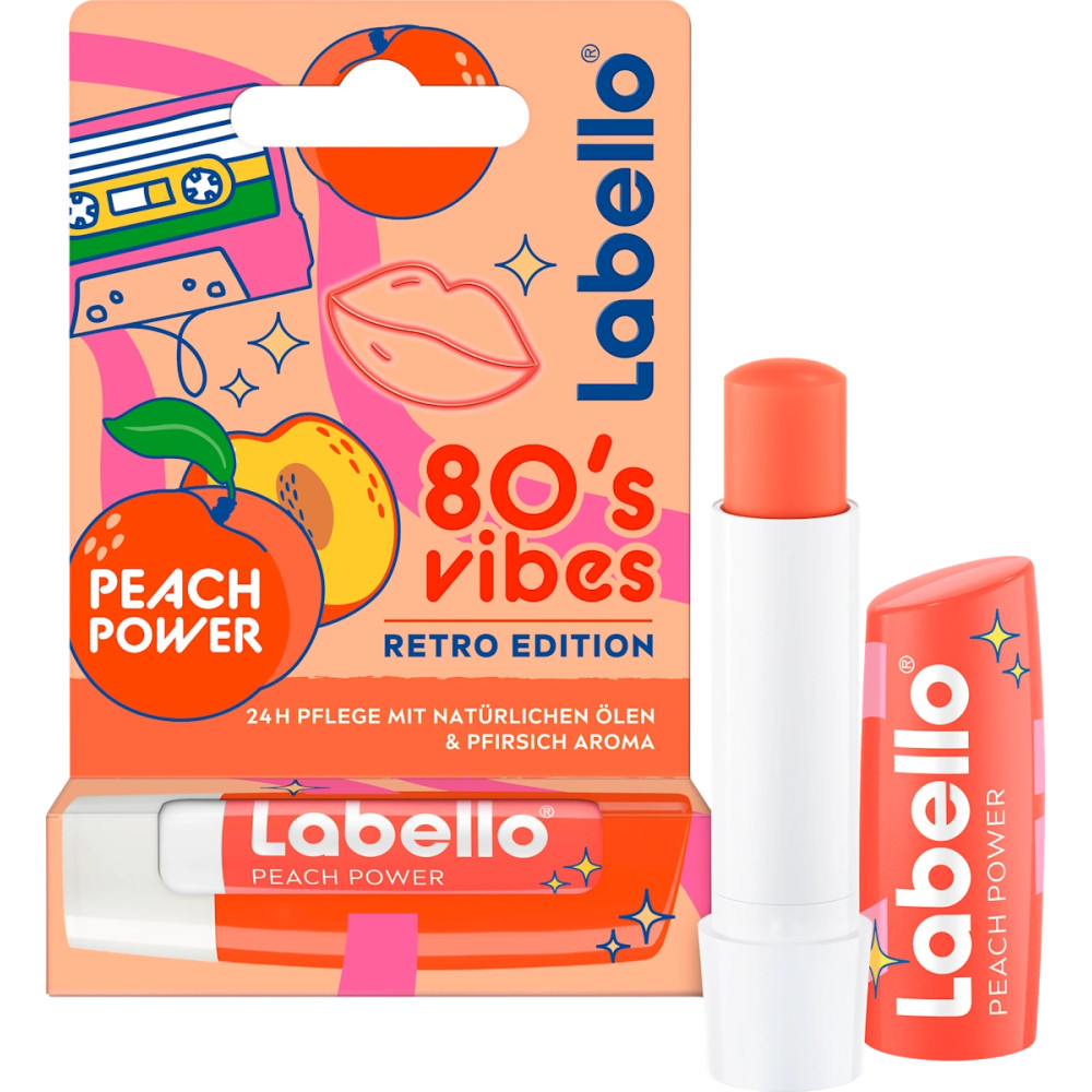 Labello 80er-Vibes Retro-Edition Pfirsich-Power Lippenbalsam 4,8 g / 0,17 oz