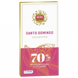 REWE Feine Welt Fine Dark Chocolate Santo Domingo 70% Cacao 80g