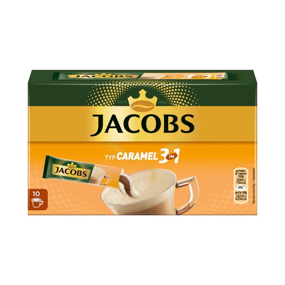 Jacobs coffee specialties 3 in 1 caramel, 10 sticks