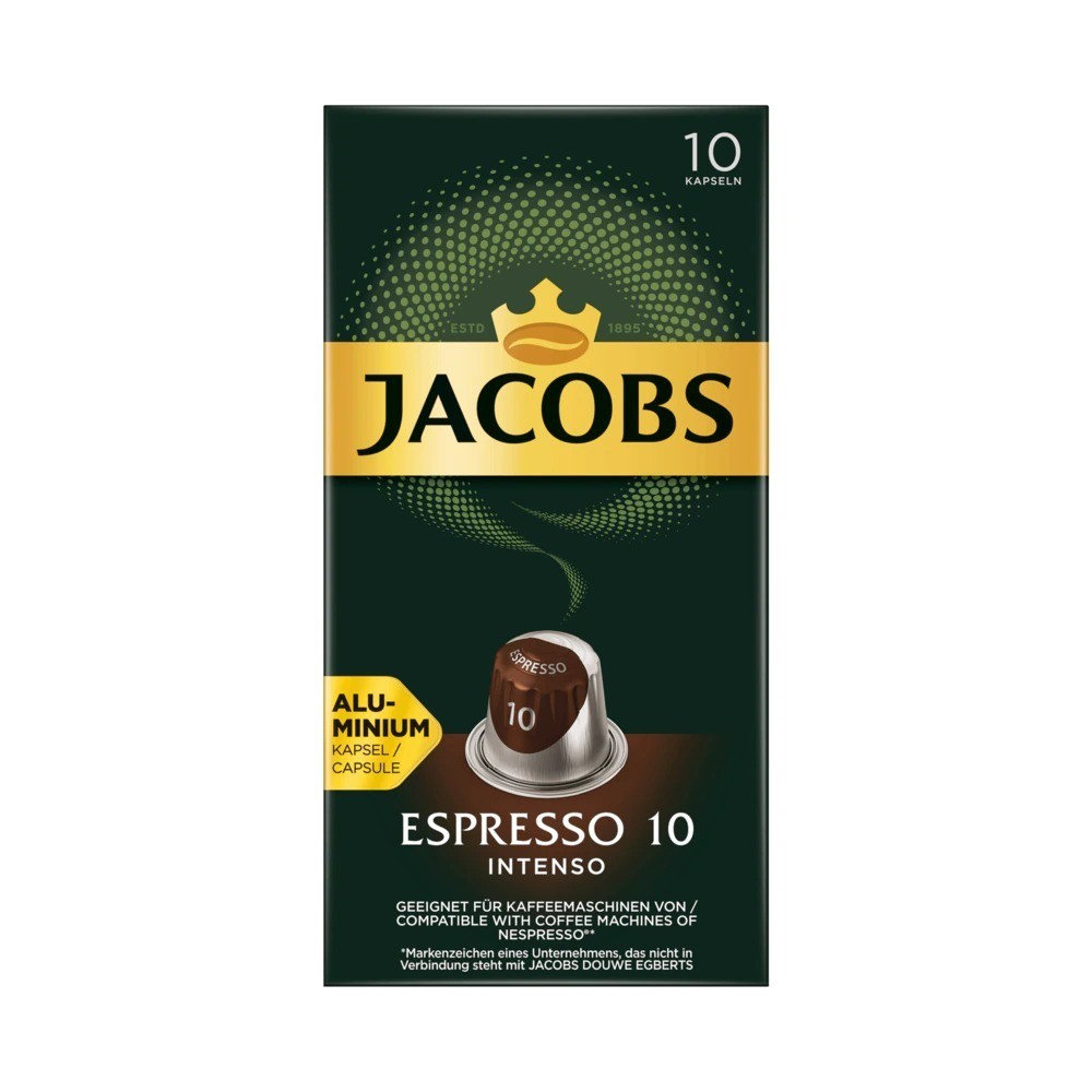 Jacobs coffee capsules Espresso 10 Intenso, 10 Nespresso compatible capsules