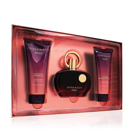 Afnan Supremacy Purple gift set for women eau de parfum 100 ml + shower gel 100 ml + body lotion 100 ml