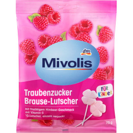 Mivolis Traubenzucker Brause-Lutscher Himbeere für Kinder 75 g
