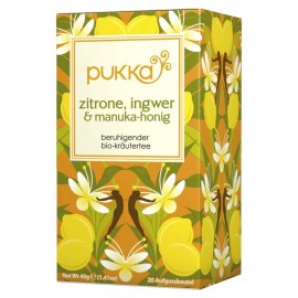 Pukka lemon, ginger & manuka honey soothing organic herbal tea 20x2g