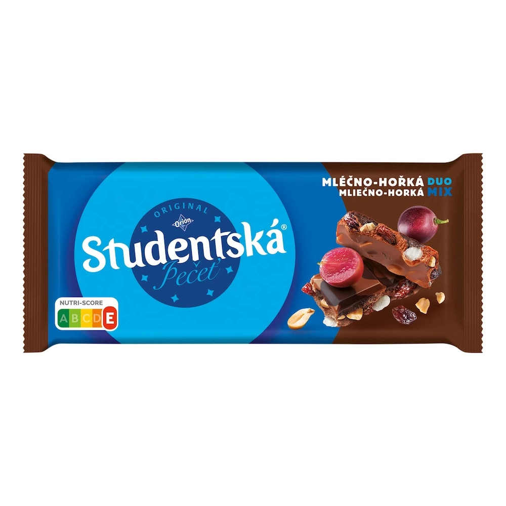Orion Studentska Pecet Duomix Milk-Dark Chocolate Raisins and Nuts 170g