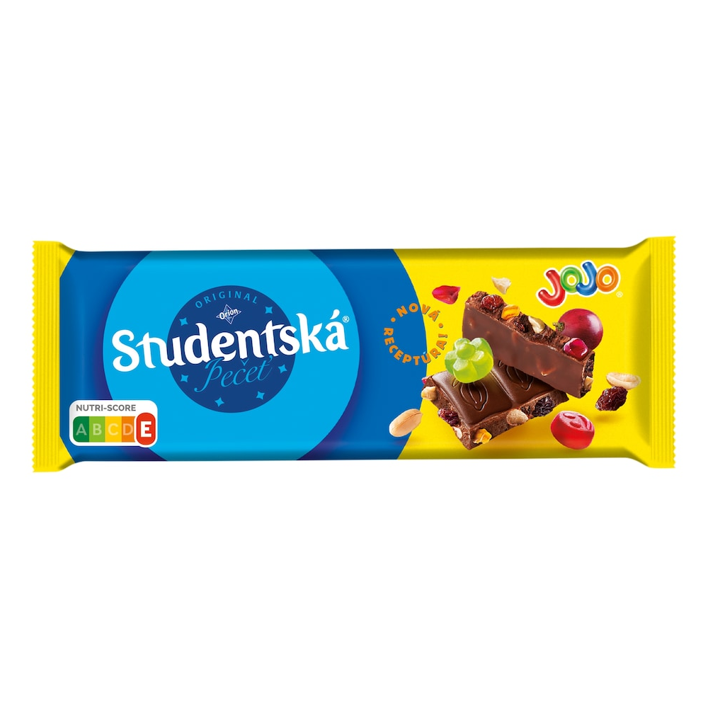 ORION Studentska Pecet Milk Chocolate with JOJO Jelly, Peanuts and Raisins 90 g