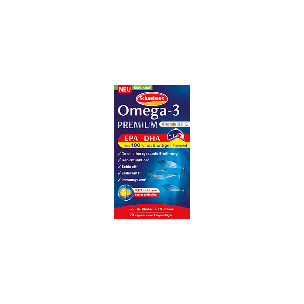 Schaebens Omega-3 Premium Fish Oil Capsules 70 count 40 g / 1.41 oz