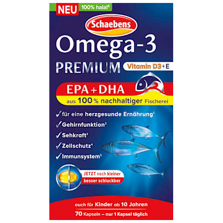 Schaebens Omega-3 Premium Fish Oil Capsules 70 count 40 g / 1.41 oz