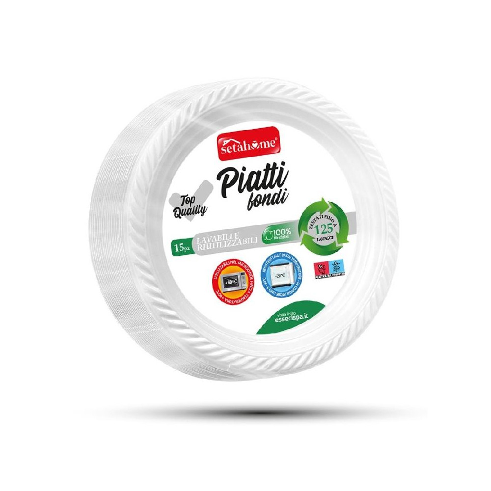 15-PIECE DEEP WHITE PLATES 03696