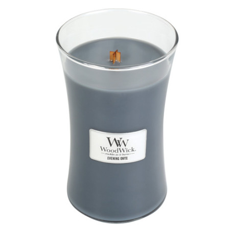 WoodWick Evening Onyx scented candle with wooden wick 609,5 g
