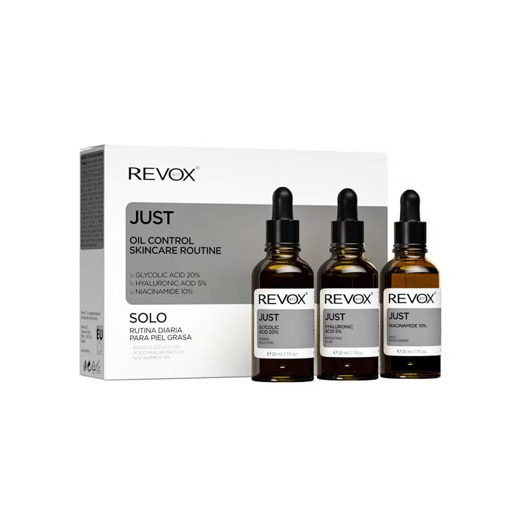 Oil Control Skincare Routine Set Revox B77: Just, Niacinamide 10 %, Moisturizing, Daily, Serum, For Face, 30 ml + Just, Hyaluron