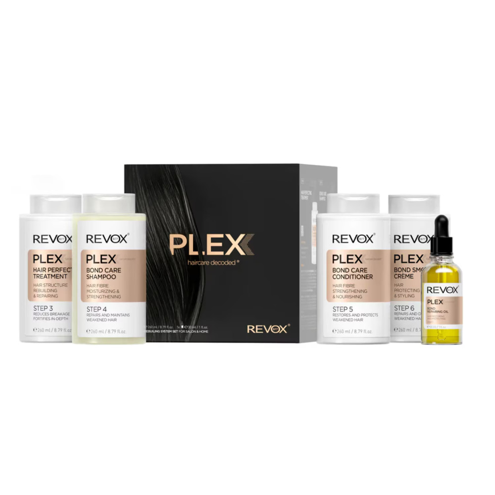Set Revox B77: Plex Bond Step 3, Hair Cream Treatment, Anti-Breakage, 260 ml + Plex Bond Step 4, Hair Shampoo, For Strengthening