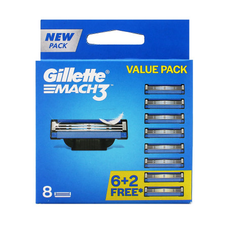 Gillette Mach3 Manual Shaving Razor Blades Cartridge 8pcs