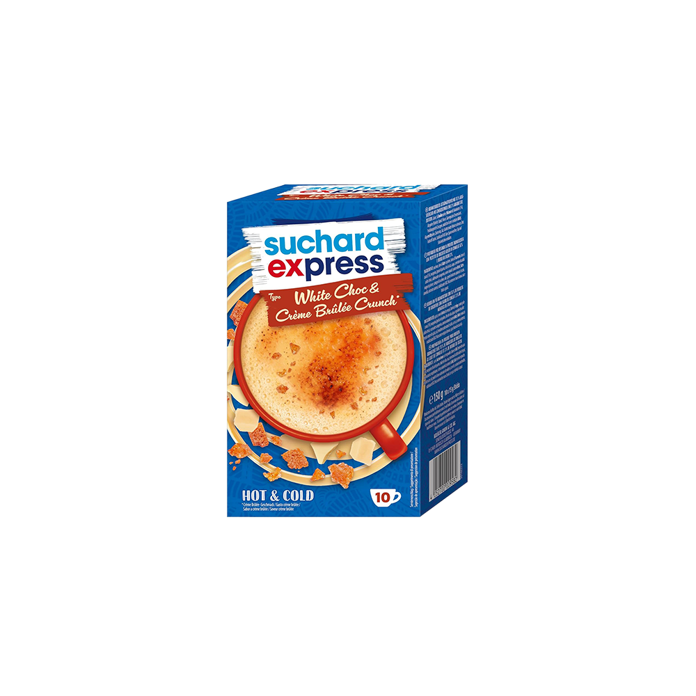 Suchard express White Chocolate & Crème Brülee Crunch, 10x 15 g / 0.53 oz