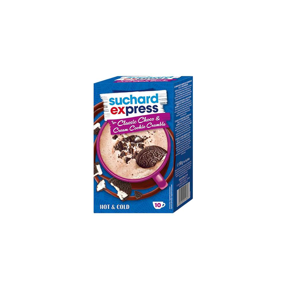 Suchard express Classic Choco & Cream Cookie Crumble, 10x 15 g / 0.53 oz