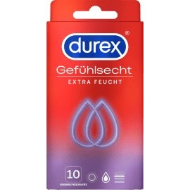 Durex Condoms Feel Real Extra Moist, Width 56mm, 10 St