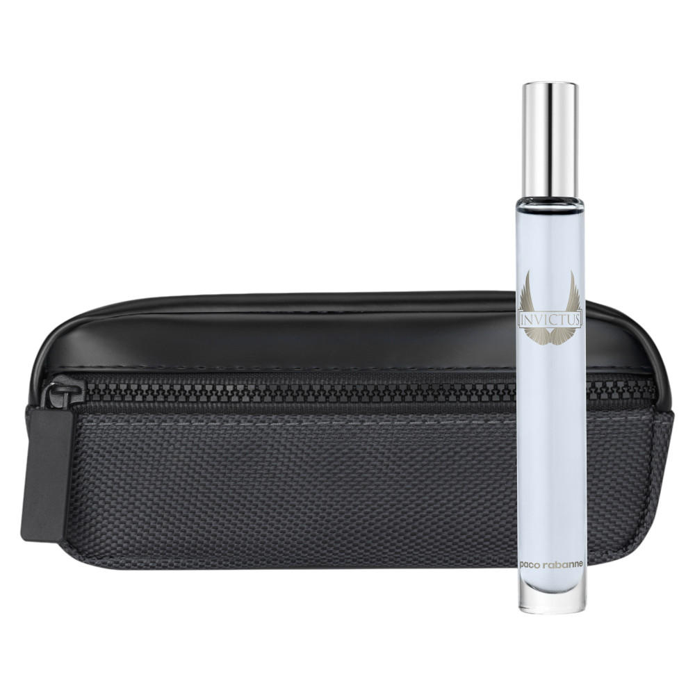 Set Paco Rabanne: Invictus, Eau De Toilette, For Men, 10 ml *Miniature + Invictus, Travel, Pouch, Black