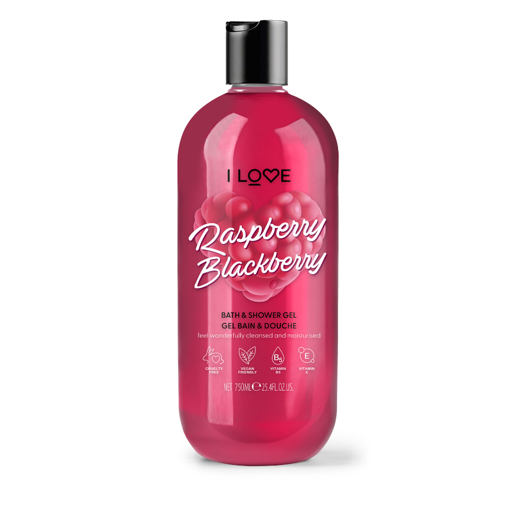 I Love, Raspberry & Blackberry, Hydrating, Shower Gel, For All Skin Types, 750 ml
