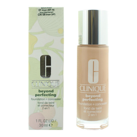 Clinique, Beyond Perfecting, Full Coverage, Liquid Foundation & Concealer 2-In-1, 01, Linen, 30 ml