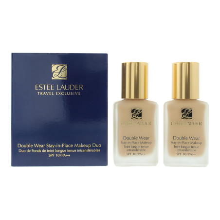 Set Duo, Estee Lauder, Double Wear - Stay-In-Place Makeup, Oil-Free, Matte Finish, Liquid Foundation, 1W2, Sand, SPF 10, 2 pcs, 