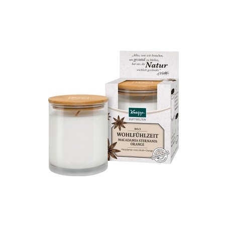 Kneipp Scented candle with glass, feel-good time, macadamia star anise orange, 1 pc
