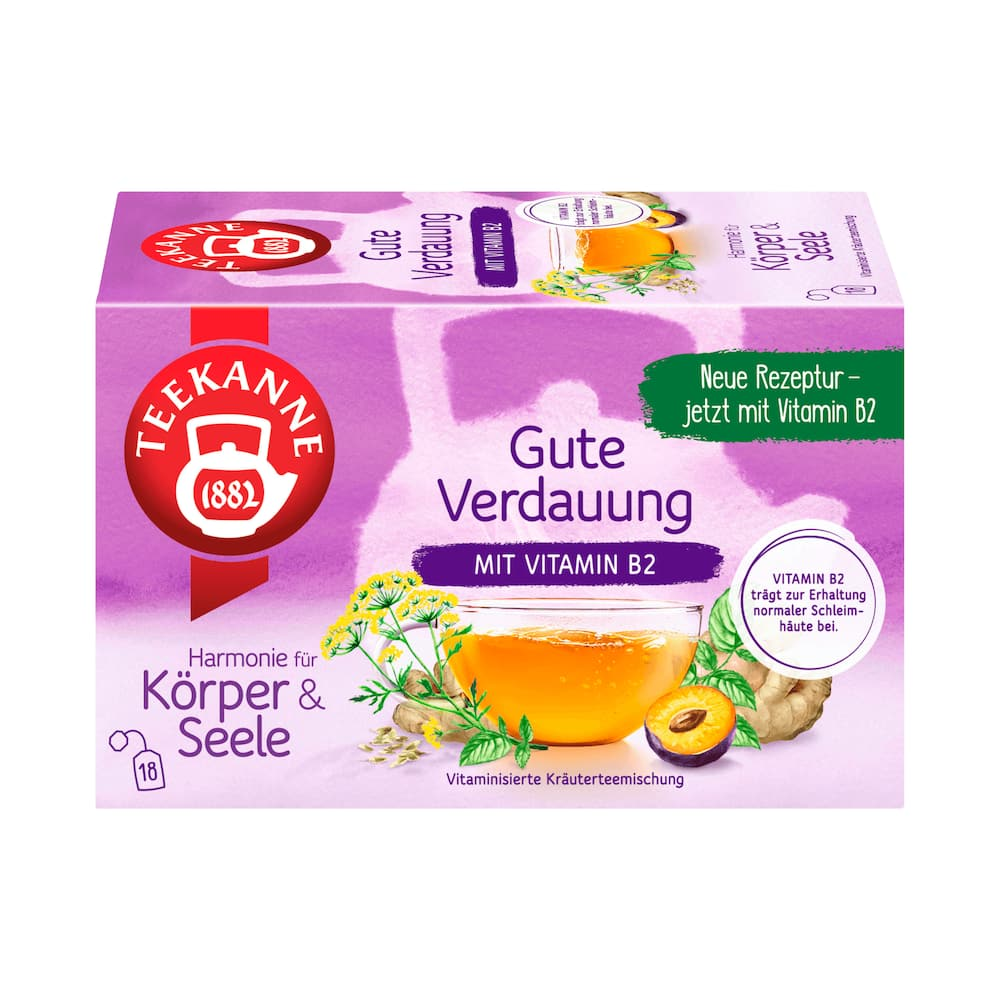 Teekanne Vitaminized Herbal Tea Blend for Good Digestion 18 Tea Bags