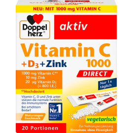 Doppelherz Aktiv Vitamin C 1000 Direct + D3 + Zink Depot Tabletten 20 St 60 g