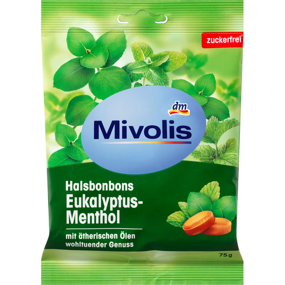 Mivolis Halsbonbons Eukalyptus-Menthol zuckerfrei 75 g