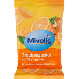Mivolis Traubenzucker Orange mit 10 Vitaminen 100 g