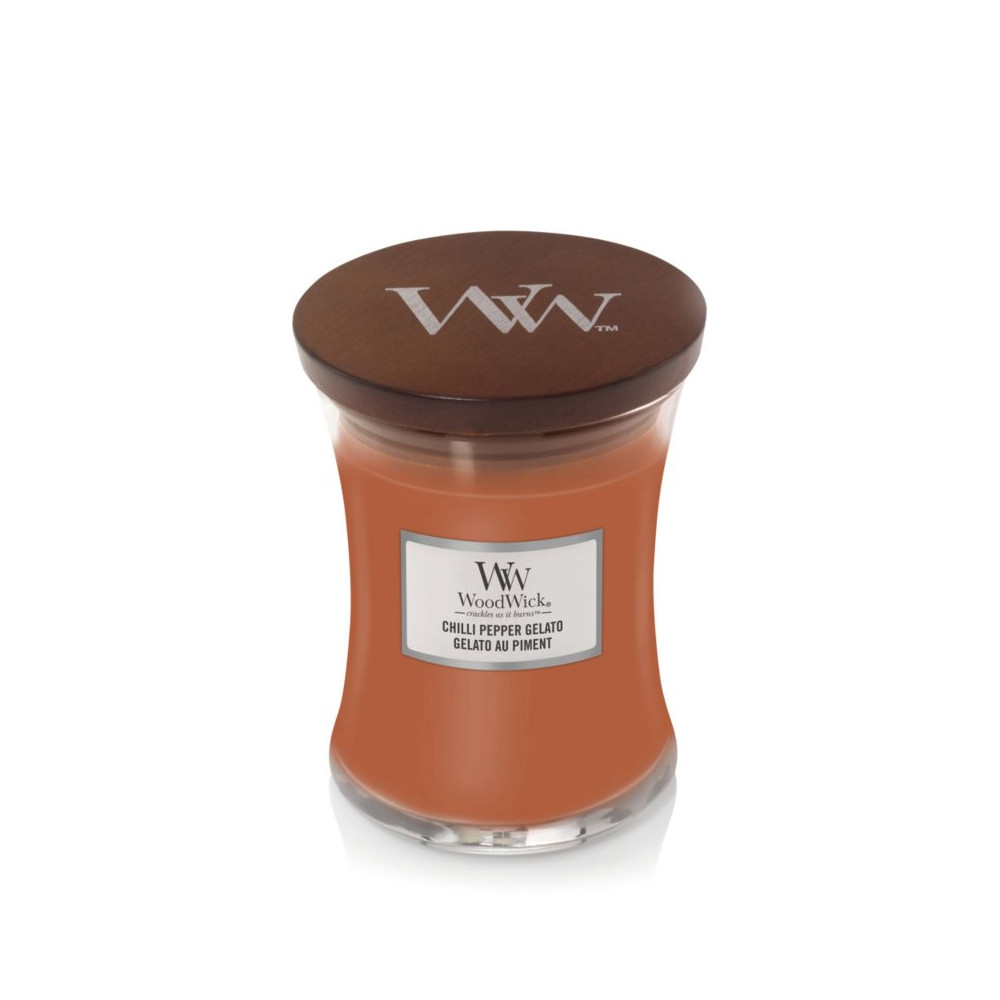 WoodWick Chilli Pepper Gelato scented candle with wooden wick 275 g