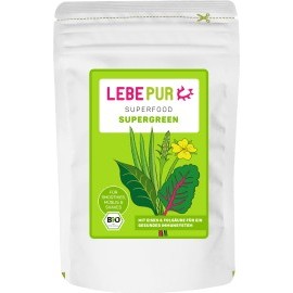 Lebepur Superfood powder, supergreen with wheatgrass, barley grass, spinach, ribwort & nettle, 100 g