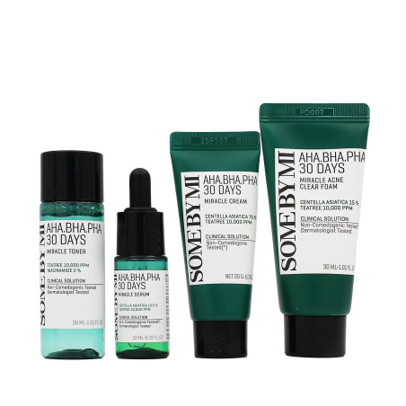 Some By Mi AHA-BHA-PHA 30 Days Miracle AC SOS Kit (Foam 30ml + Toner 30ml + Serum 10ml + Cream 20g)