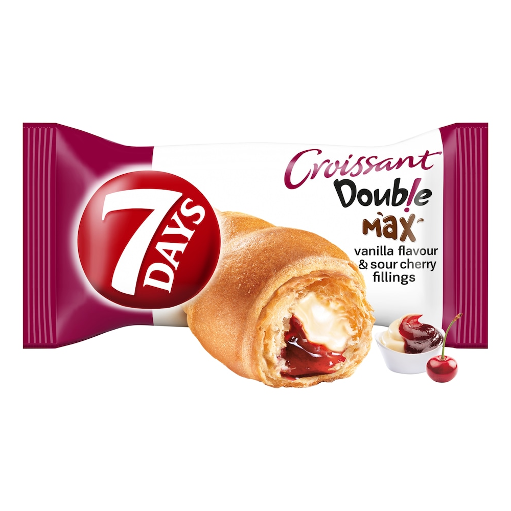 7 Days Croissant Double with vanilla and sour cherry fillings 80 g / 2.82 oz