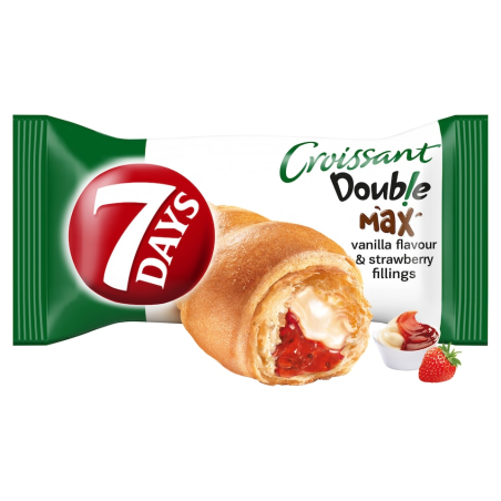 7 Days Croissant Double with vanilla-flavored filling and strawberry filling 80 g / 2.82 oz