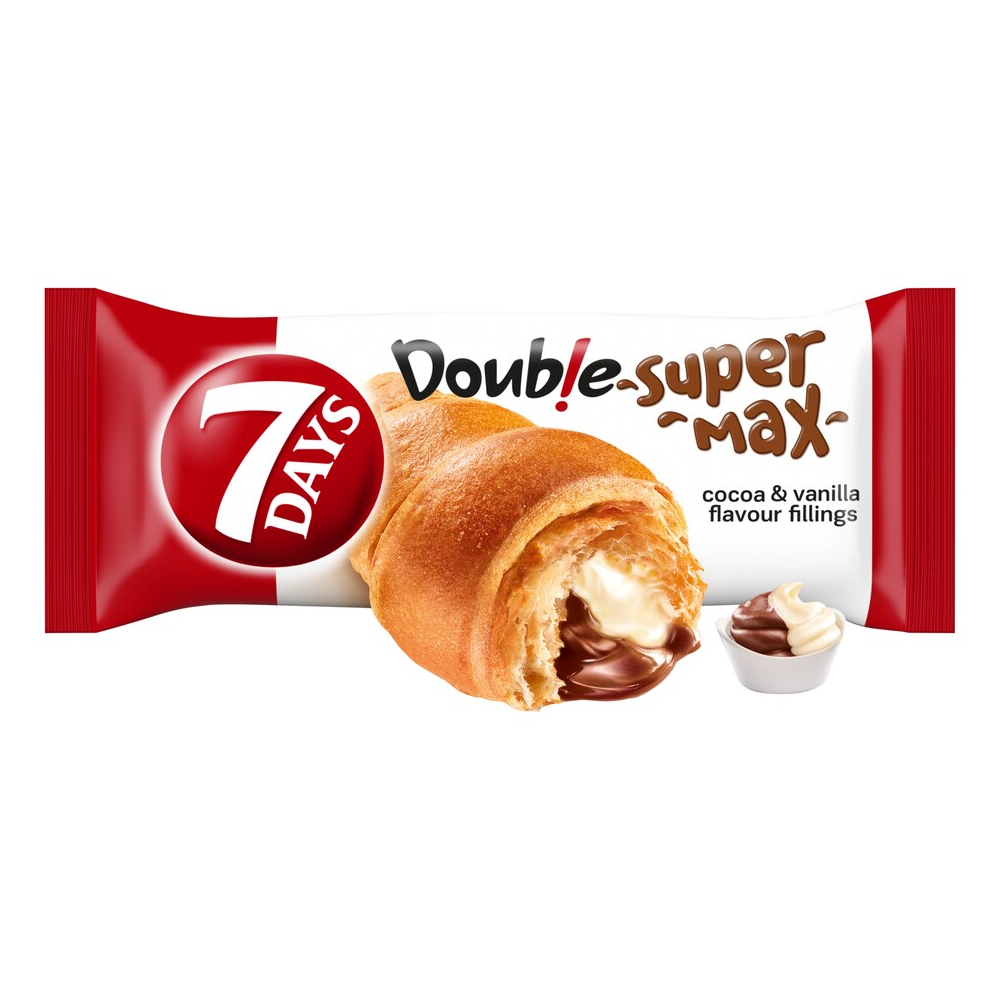 7 Days Croissant Double Super Max with cocoa and vanilla fillings 110 g / 3.88 oz