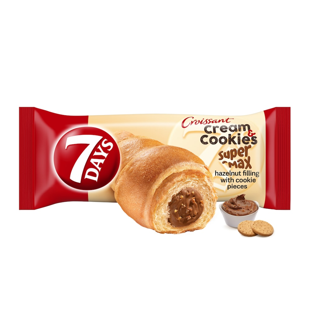 7 Days Croissant Super Max Cream & Cookies with hazelnut cream and biscuit pieces 110 g / 3.88 oz